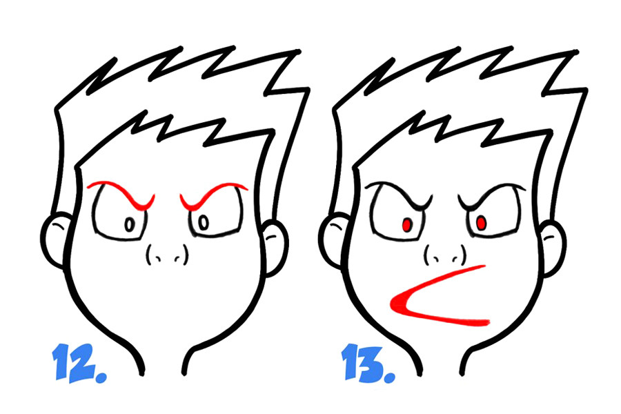学画卡通面部表情：愤怒