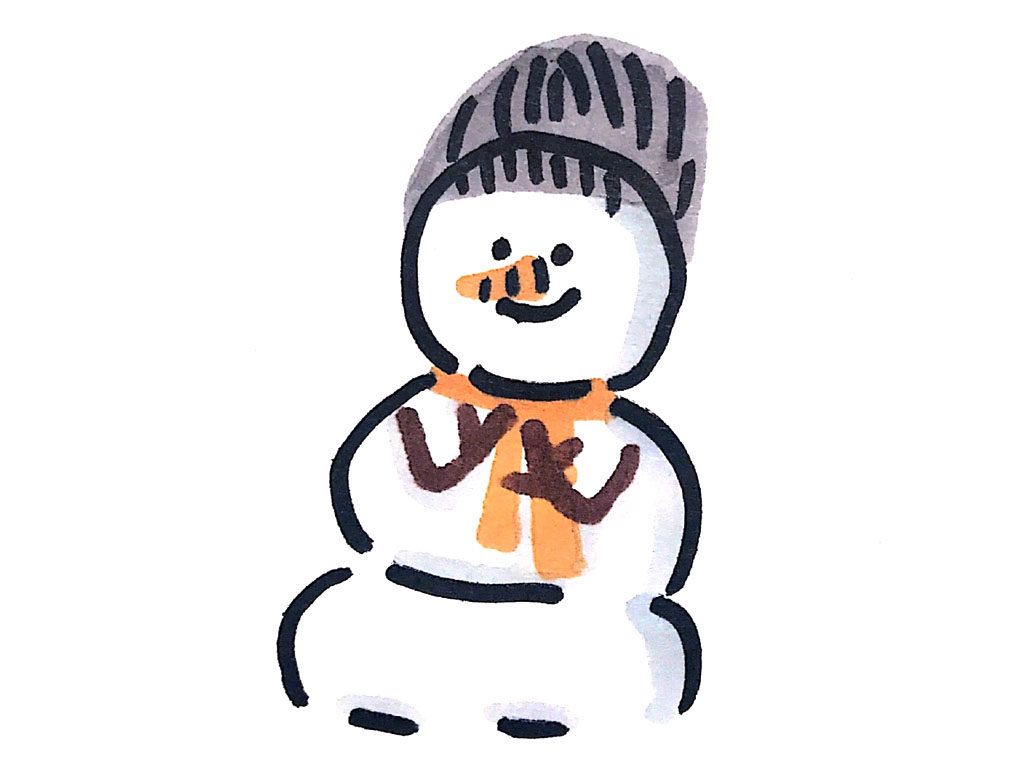 憨态可掬的小雪人简笔画