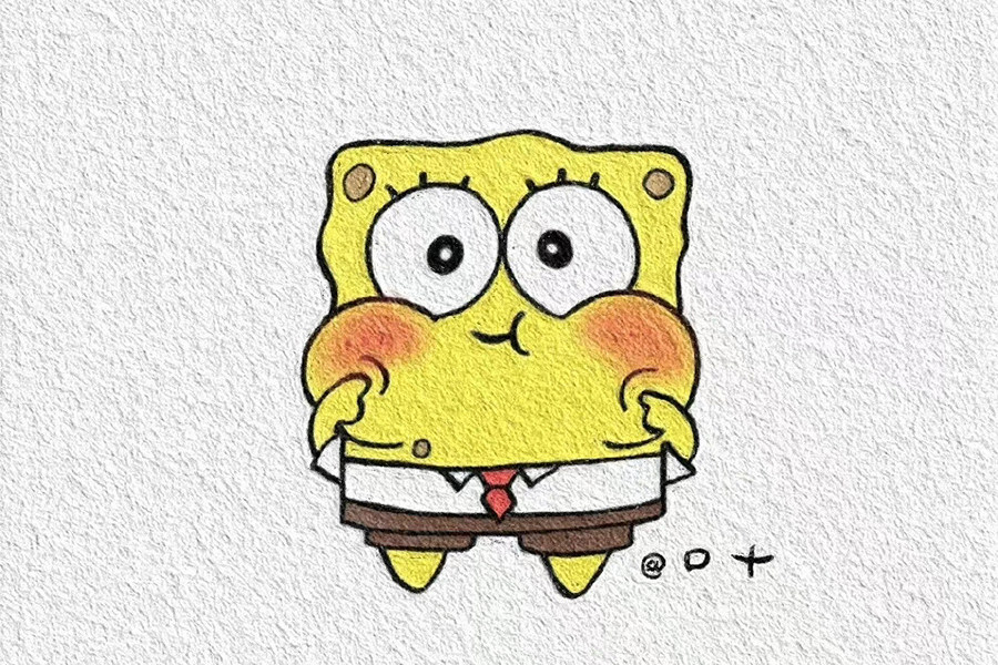 可爱的海绵宝宝派大星简笔画图片1