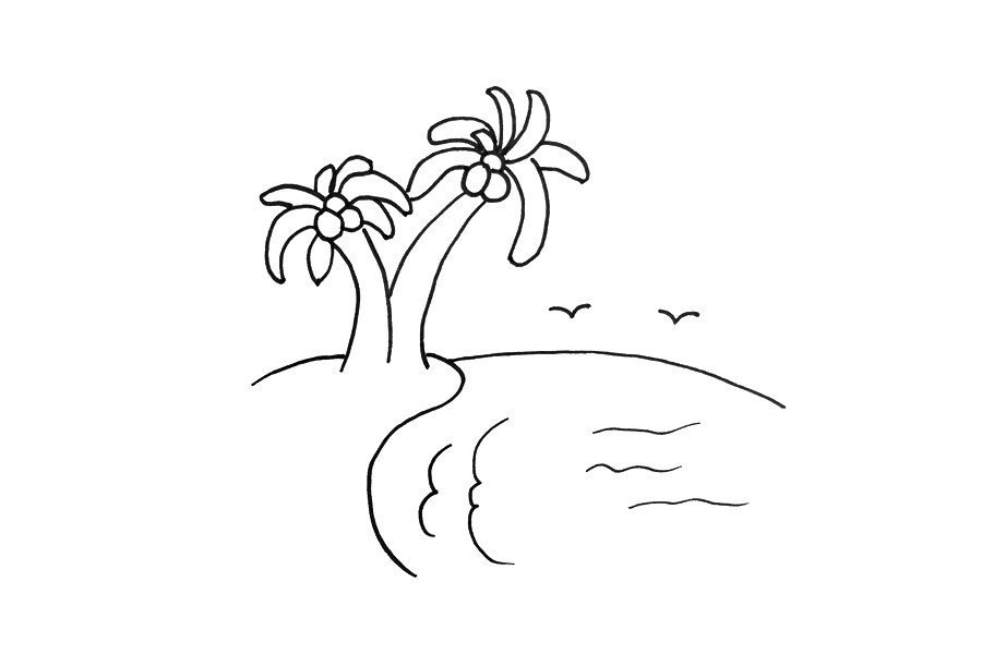 海边椰树风景怎么画
