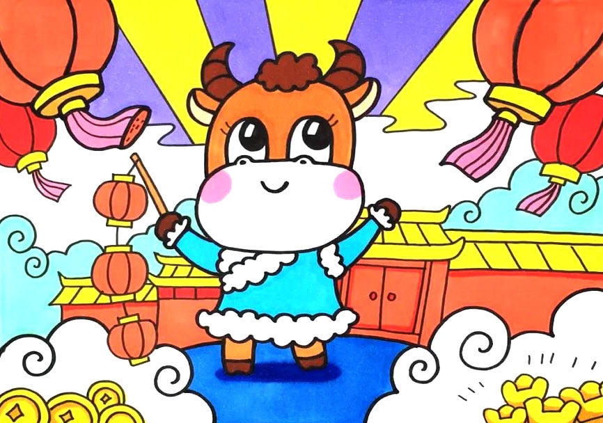 牛年卡通简笔画教程