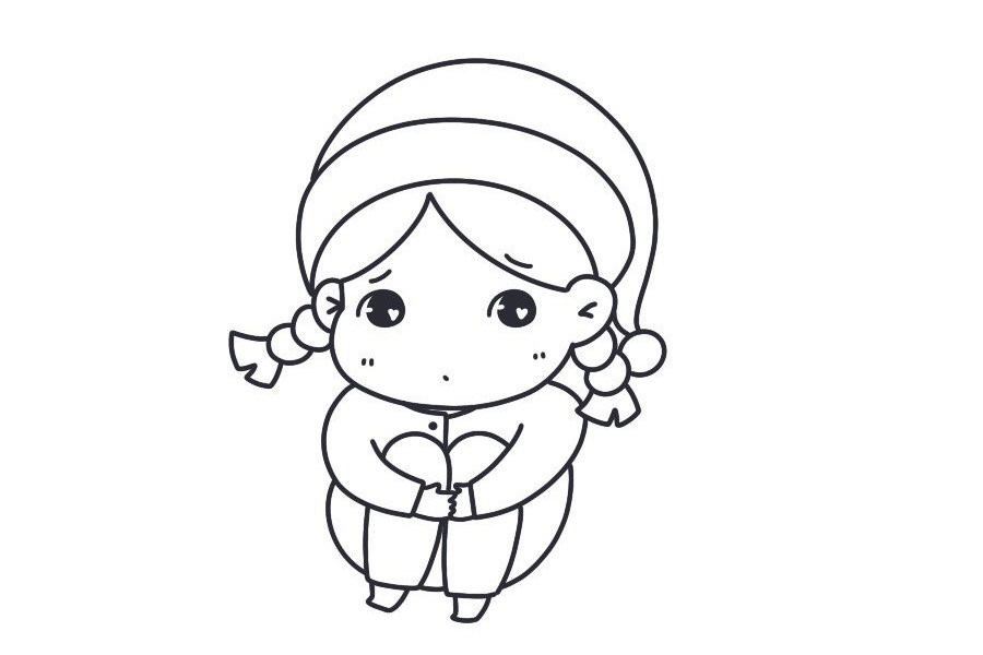 穿着睡衣的小女孩简笔画步骤