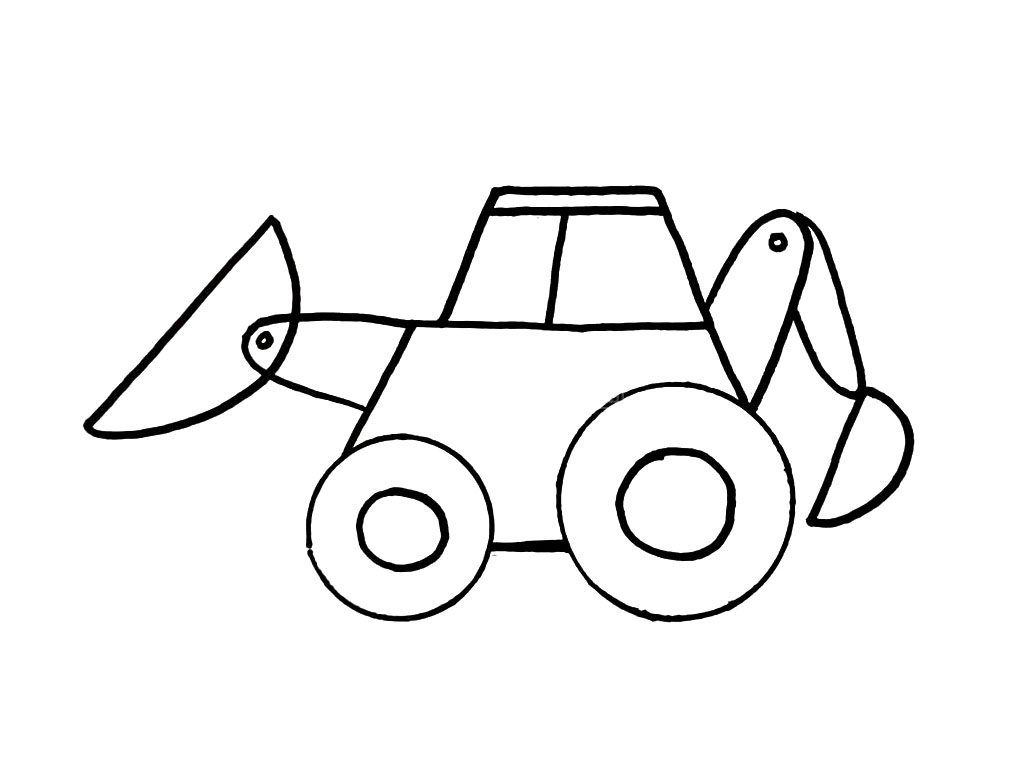 挖掘机简笔画画法详解