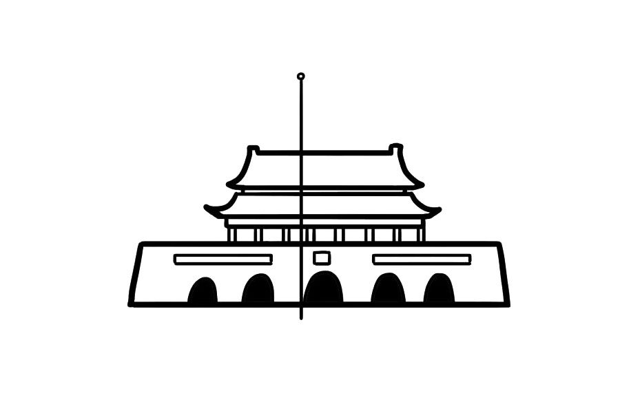 我爱我的祖国天安门简笔画教程