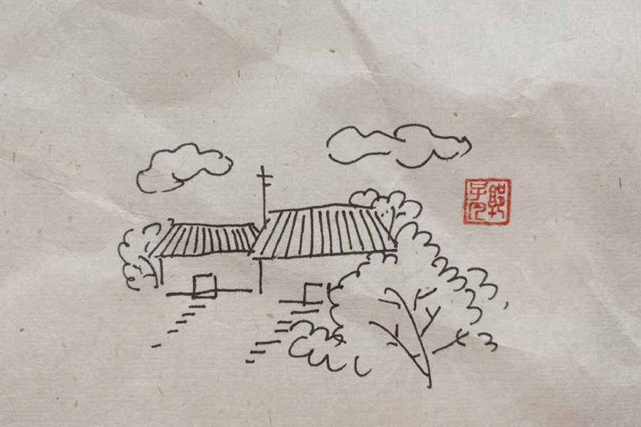 秋天风景简笔画图片 云天收夏色，木叶动秋声