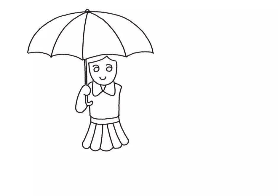 下雨天妈妈和我简笔画