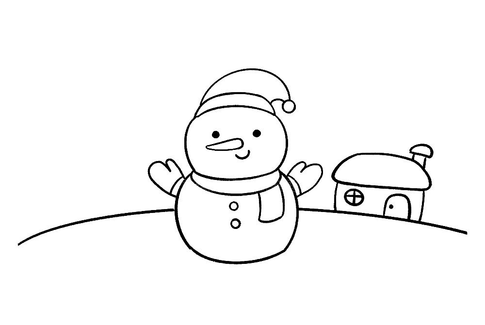 雪人雪景简笔画