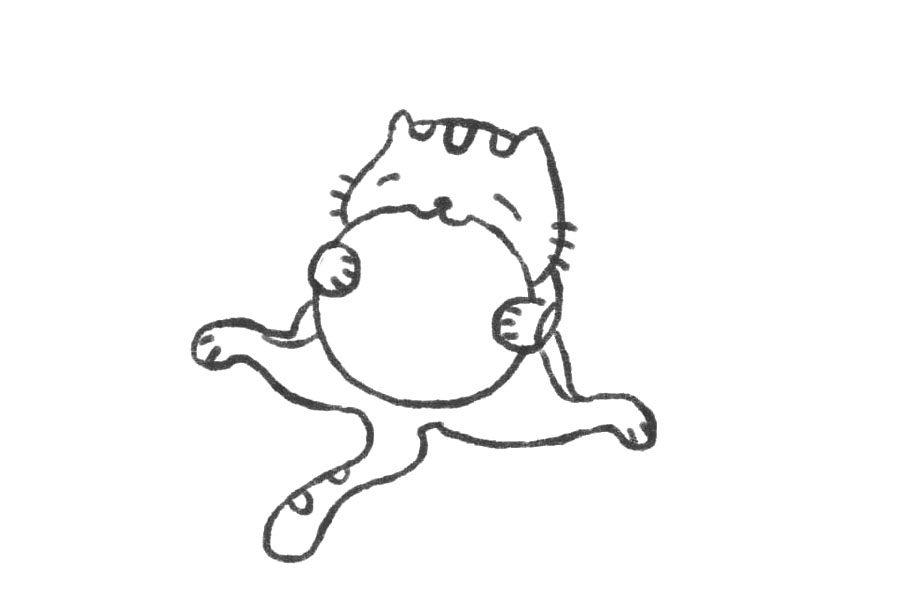 吃曲奇的小猫简笔画教程