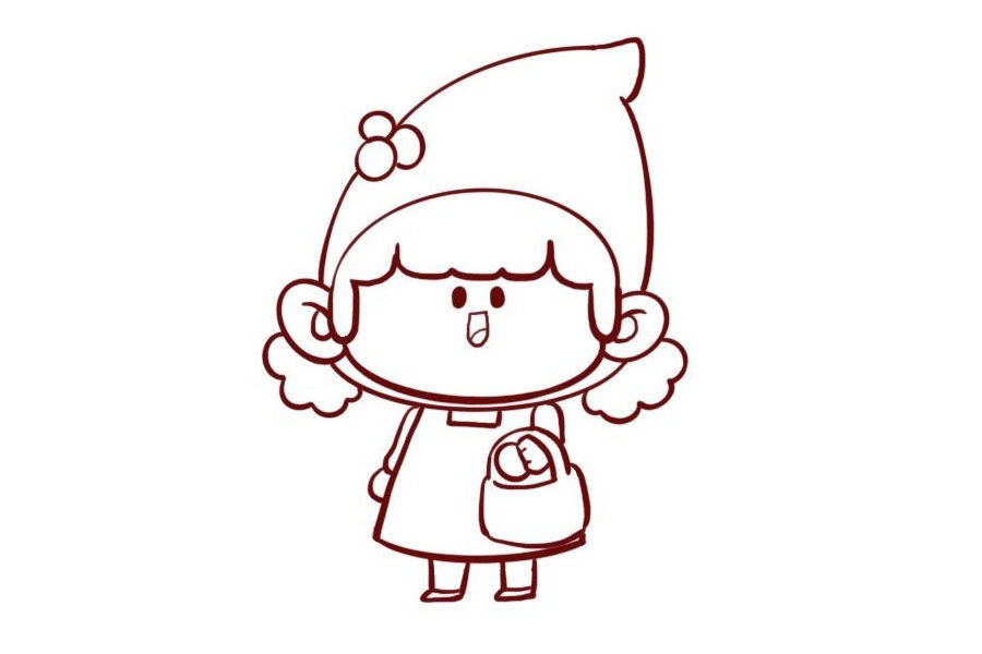 小红帽简笔画画法步骤