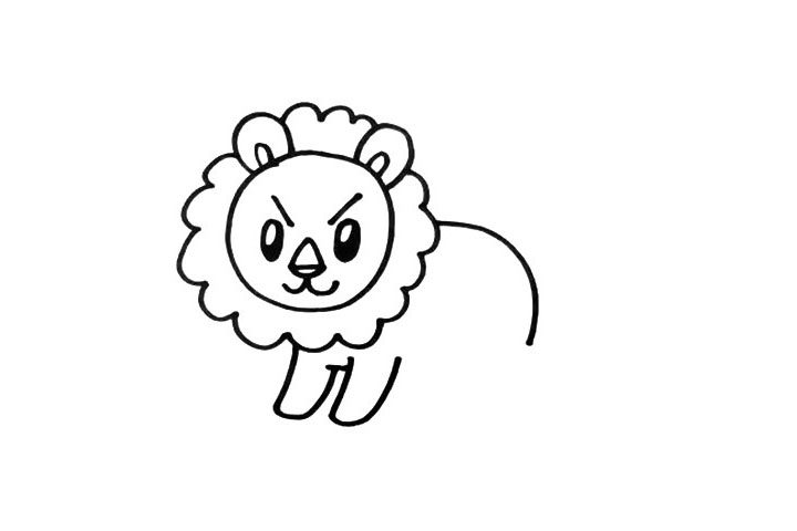 凶狠表情卡通狮子简笔画画法步骤