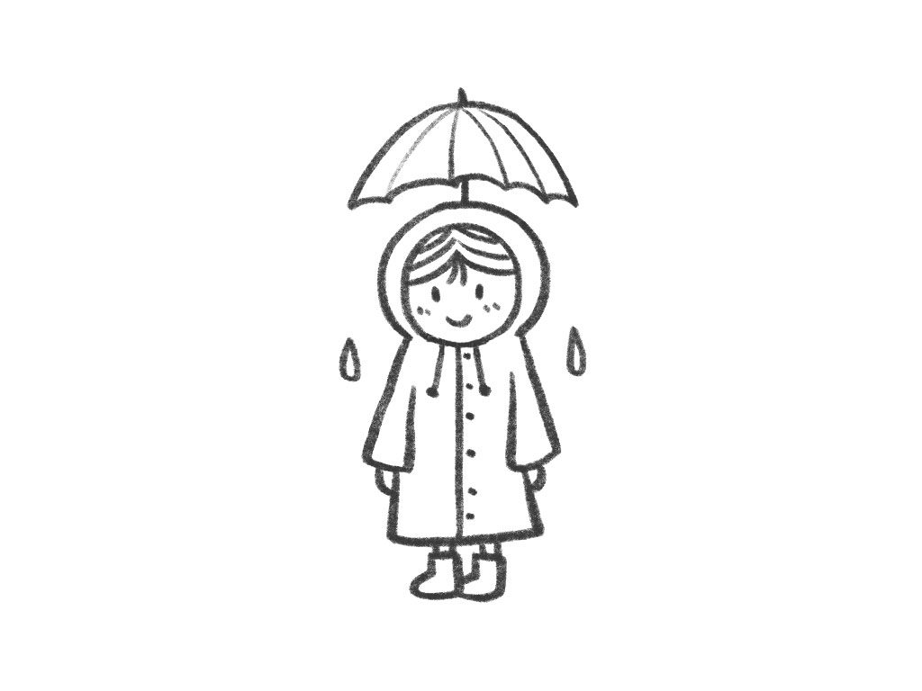 下雨天穿雨衣的小朋友简笔画教程