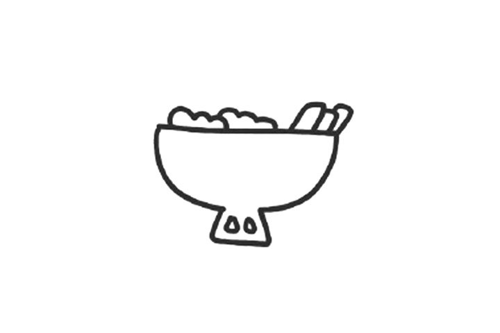 美食简笔画 铜炉火锅怎么画