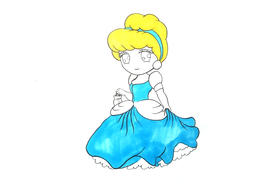 漂亮的灰姑娘简笔画画法教程