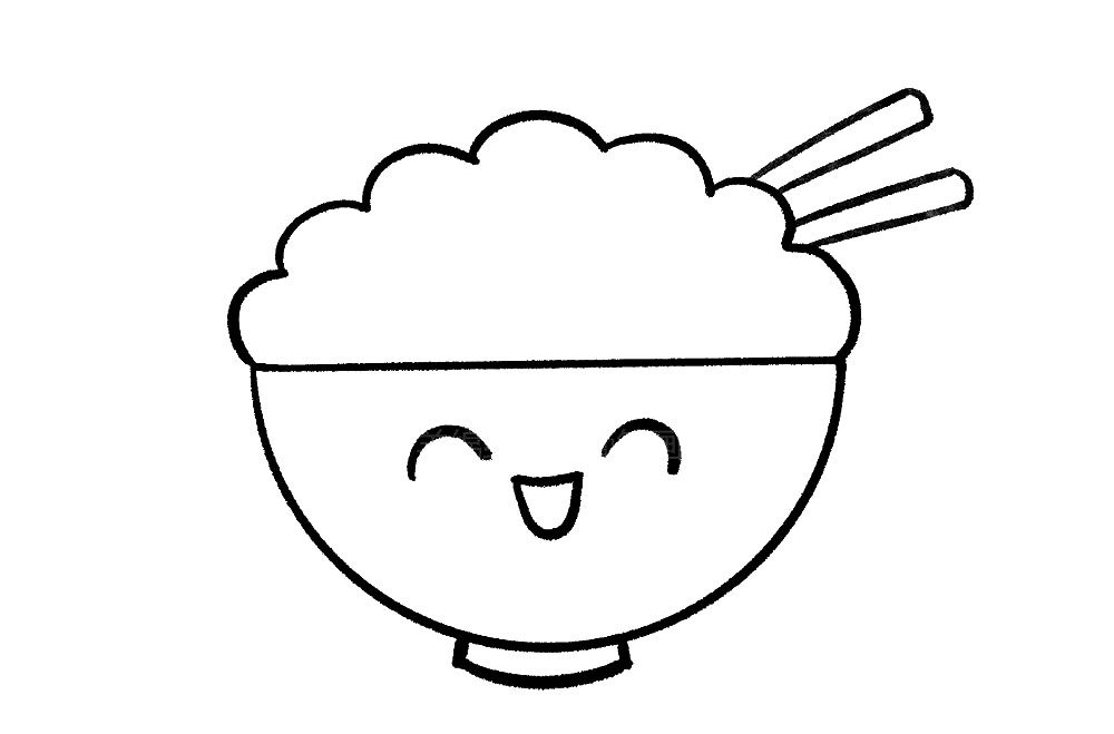 香喷喷的米饭简笔画画法步骤