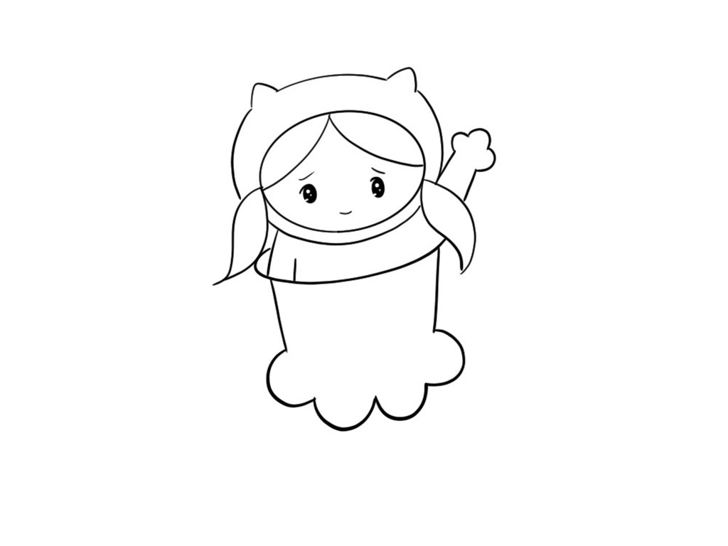 床上的可爱小女孩简笔画教程