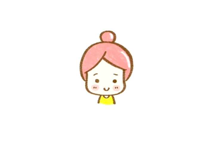 丸子头小女孩简笔画