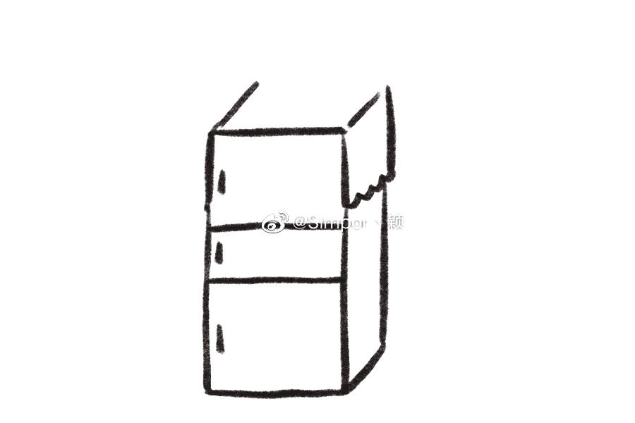 如何画冰箱