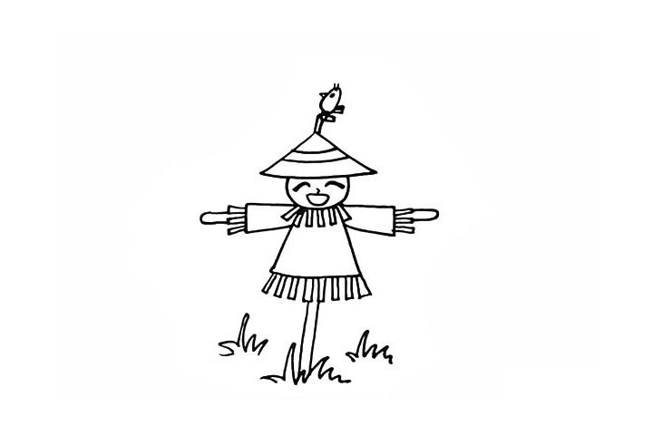 稻草人简笔画画法步骤