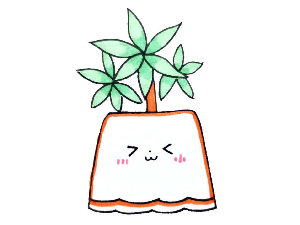 一组可爱的盆栽简笔画图片