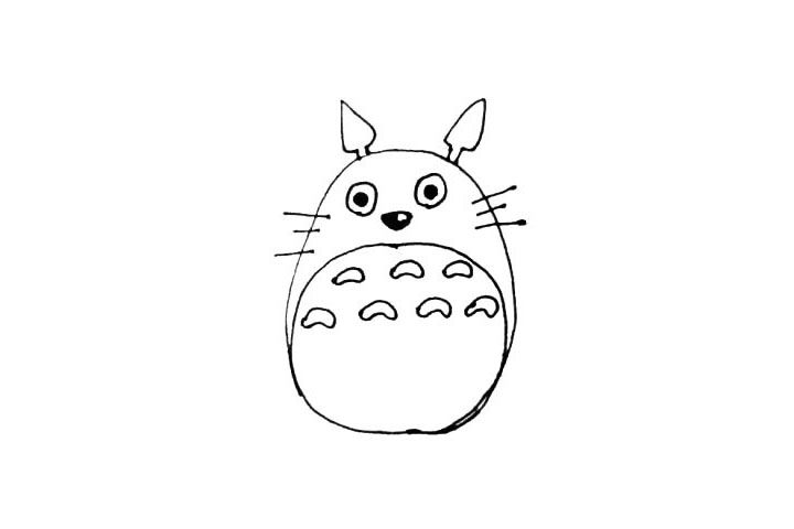 可爱的龙猫简笔画画法步骤