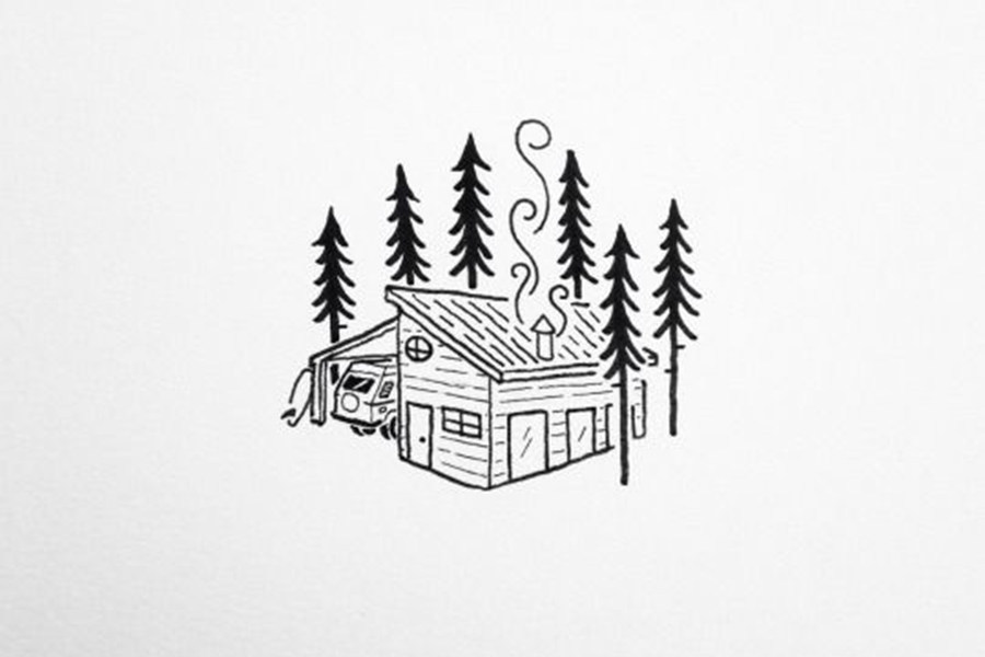 一组可爱的风景简笔手绘图片
