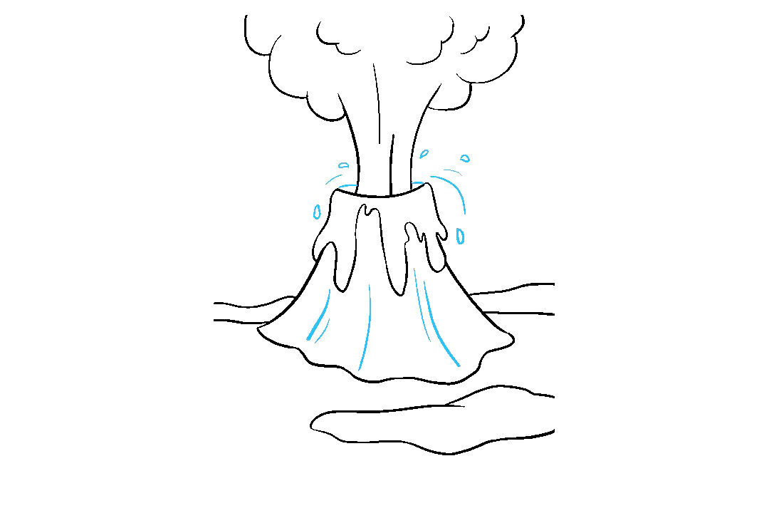 火山喷发怎么画