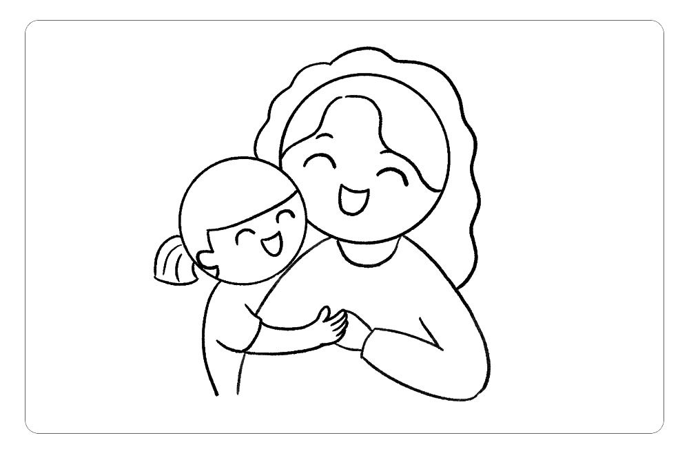 母亲节妈妈拥抱小孩简笔画