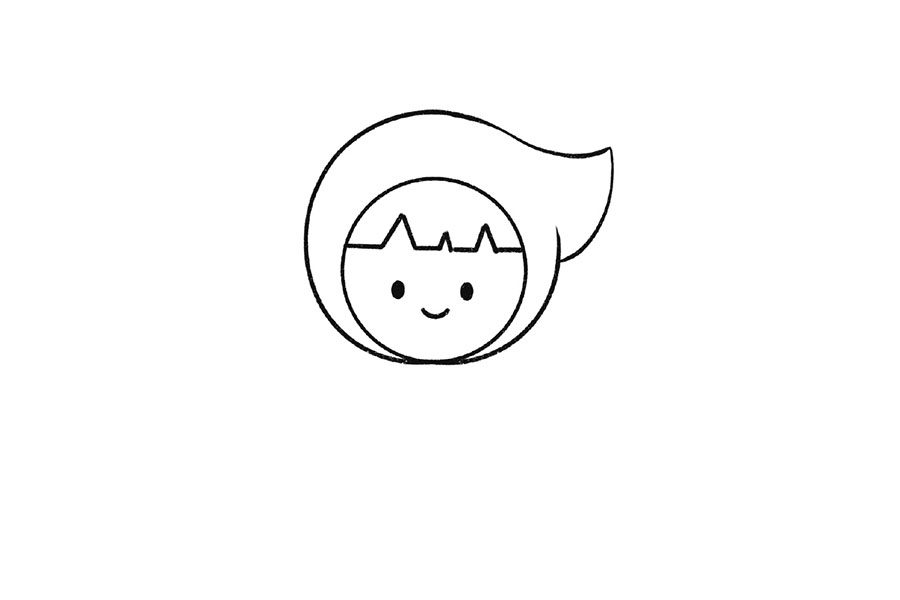6步学画可爱的小红帽简笔画
