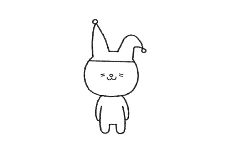 伪装成小丑的小猫简笔画步骤