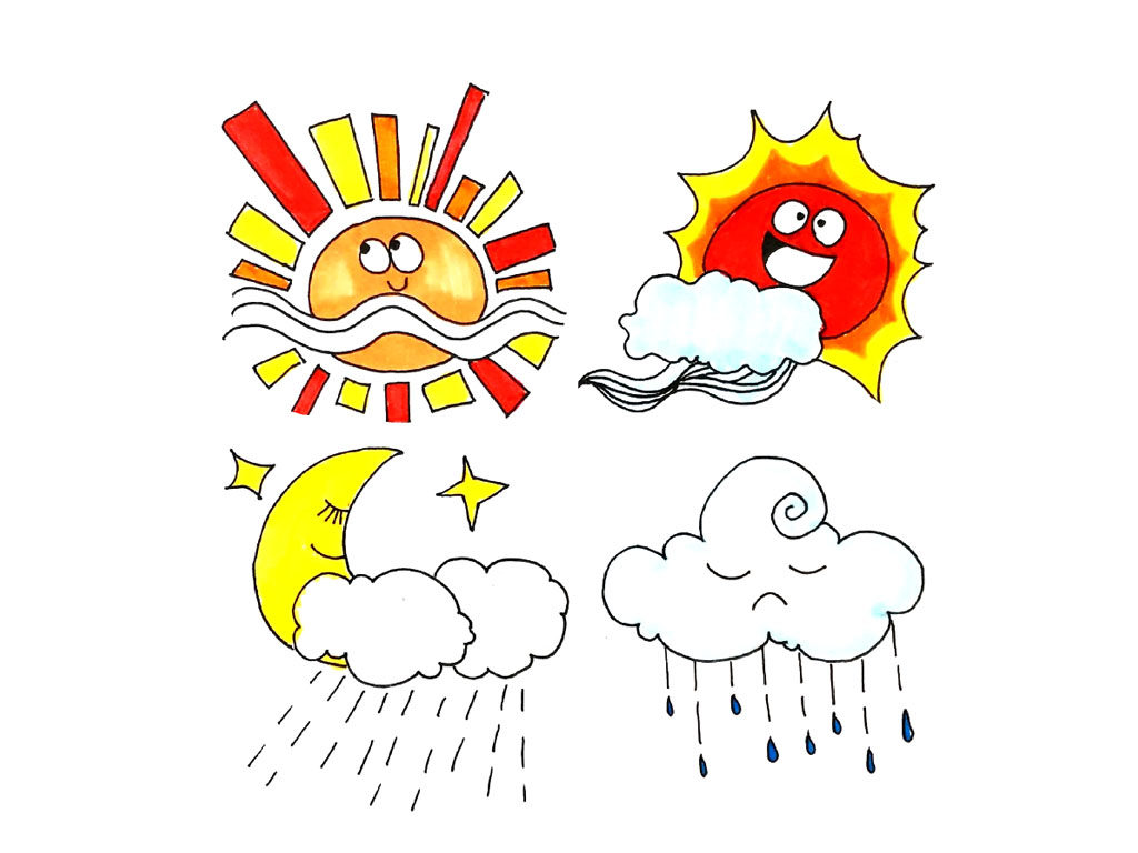 超萌天气预报简笔画