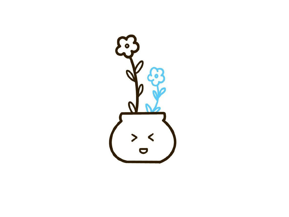 Q版花花盆栽简笔画教程