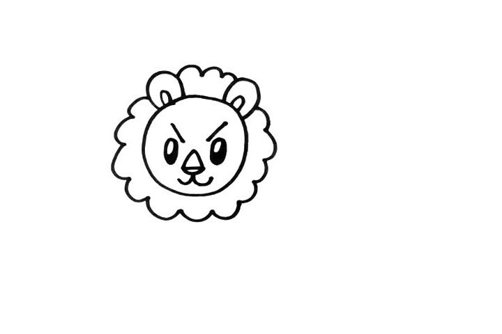 凶狠表情卡通狮子简笔画画法步骤