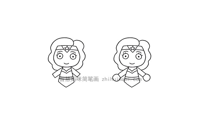 Q版神奇女侠简笔画画法步骤