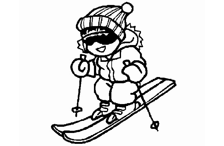冬天滑雪运动简笔画图片
