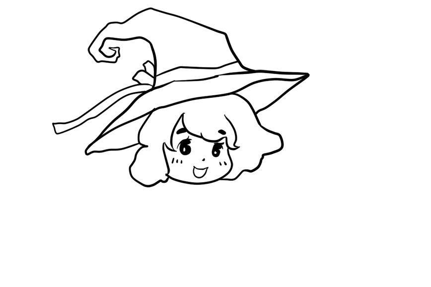 骑扫帚的小魔女简笔画