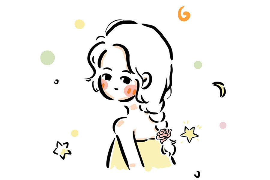 一组浪漫的少女回眸简笔画图片