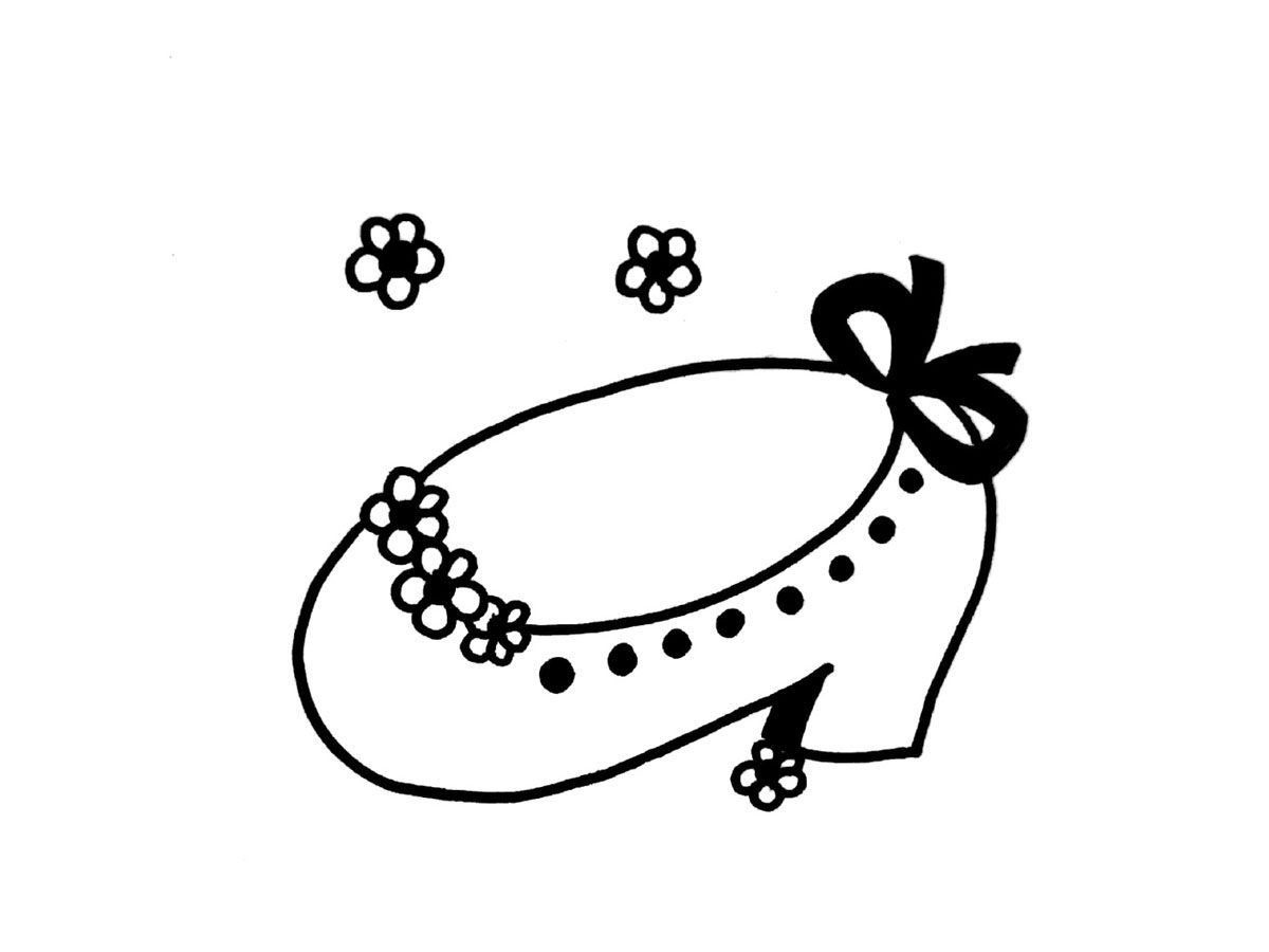 一组萌系小鞋子黑白简笔画