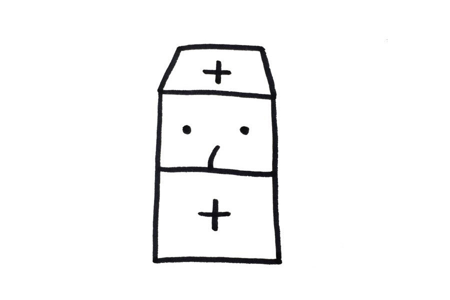 用字母“F”画一位戴口罩的医生