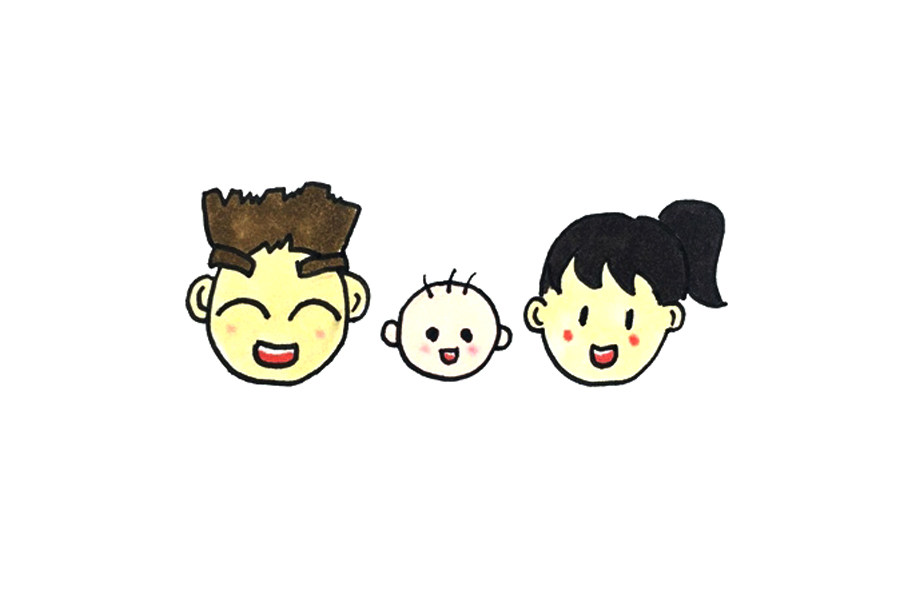 一家三口怎么画