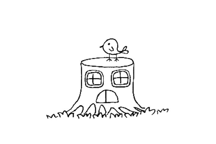 树桩风景简笔画教程