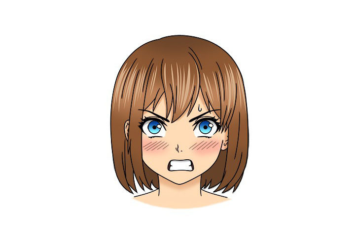 画短发女孩漫画-生气表情的画法