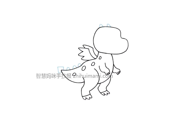 一只可爱的卡通龙简笔画画法步骤