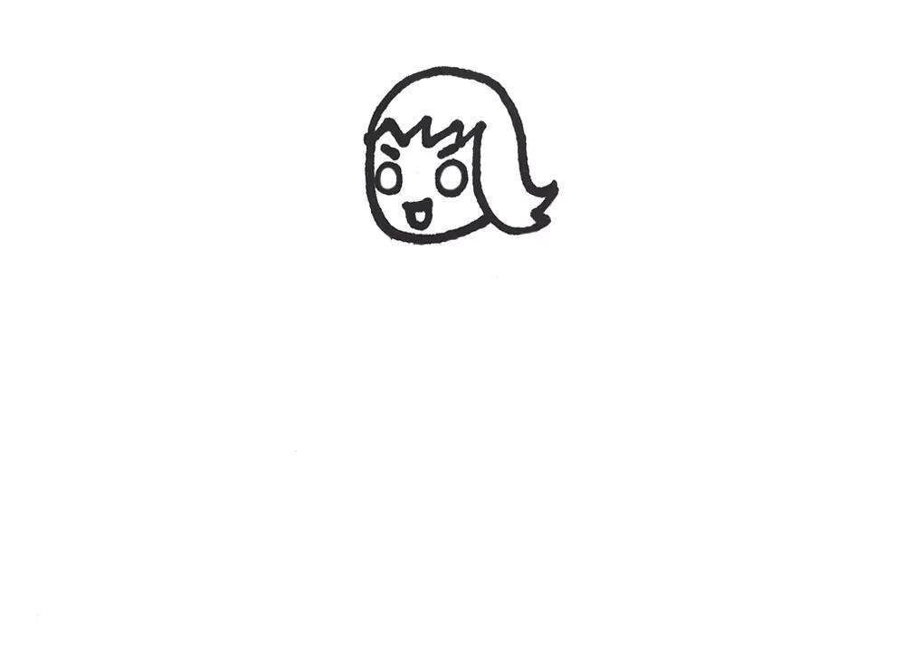 春天里玩滑板的小女孩简笔画