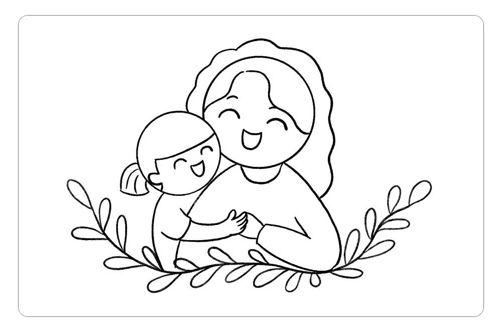母亲节妈妈拥抱小孩简笔画