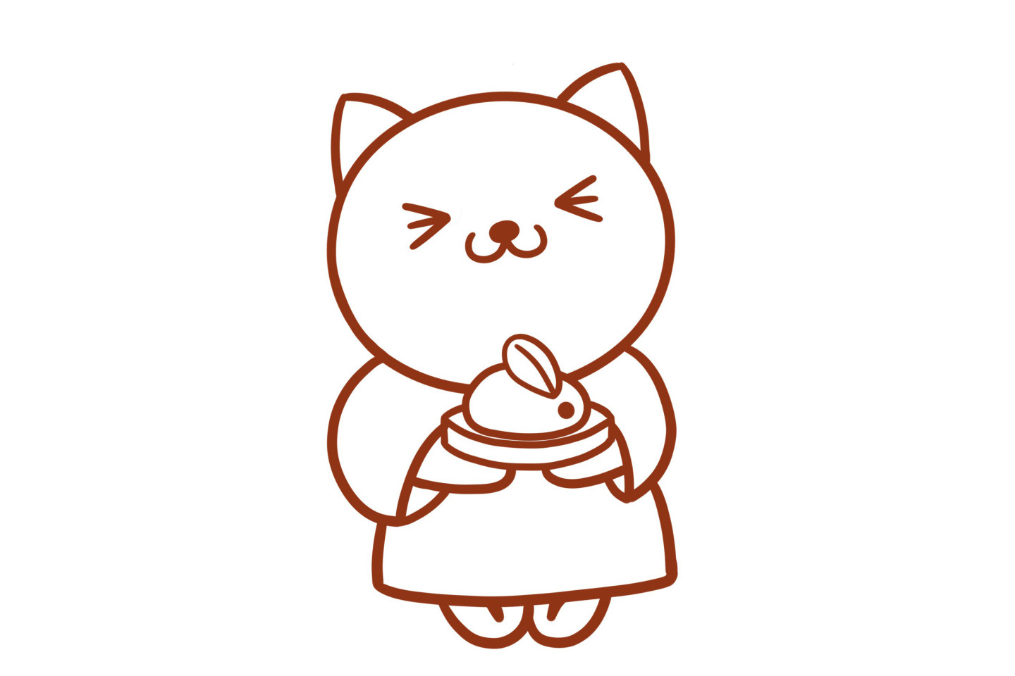 穿裙子的小猫简笔画步骤