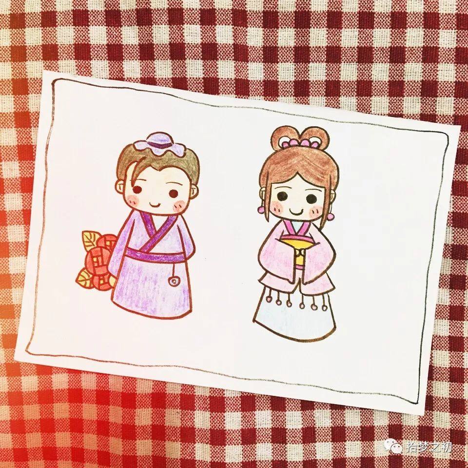 七夕节牛郎织女的简笔画画法