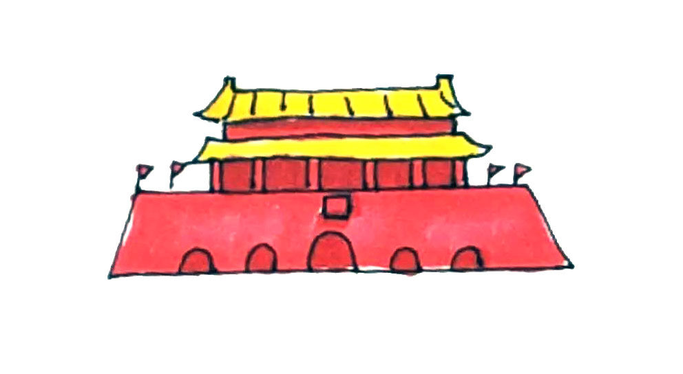 天安门简笔画画法教程