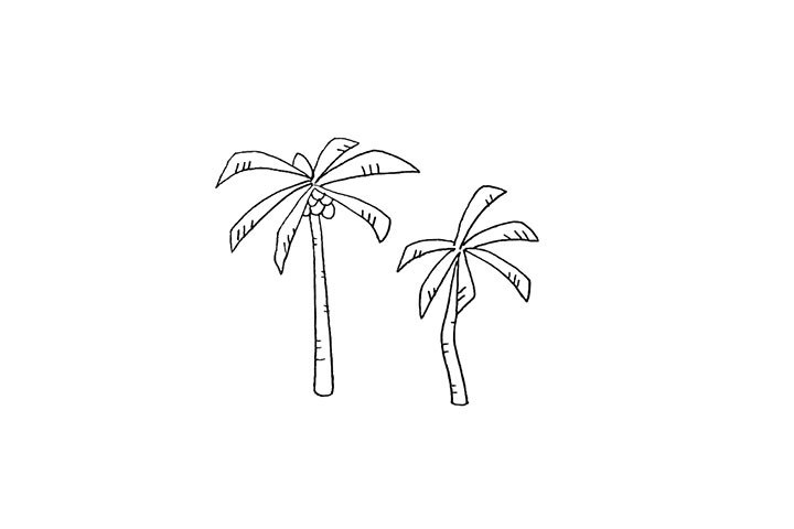 椰岛简笔画画法步骤