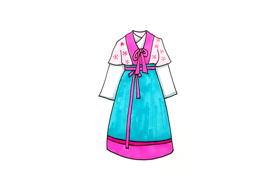 漂亮的古代服装简笔画
