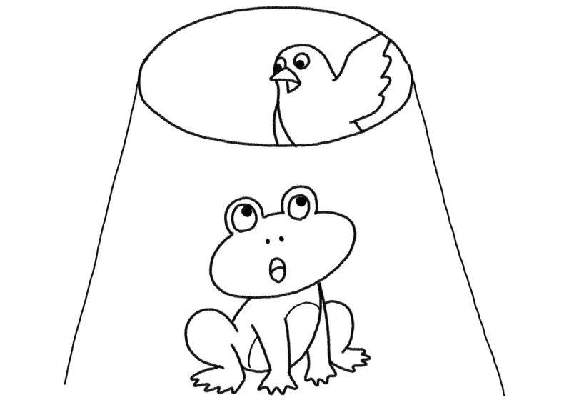 成语故事简笔画 坐井观天